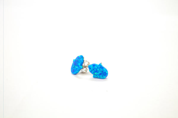 SS Created Opal Blue Hamsa Hand Studs