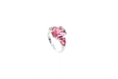 SS CZ Multirow Crossover Ring Size 8