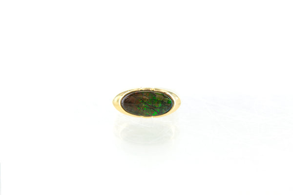 14K Ammolite Oval Ring
