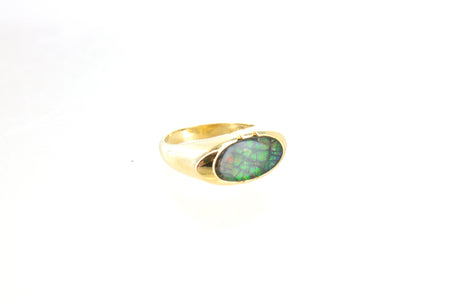 14K Created Opal Geometric Ring Size 10