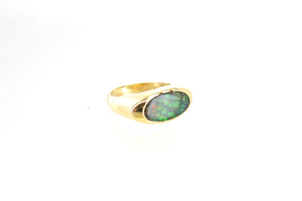 14K Ammolite Oval Ring