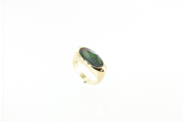 14K Ammolite Oval Ring