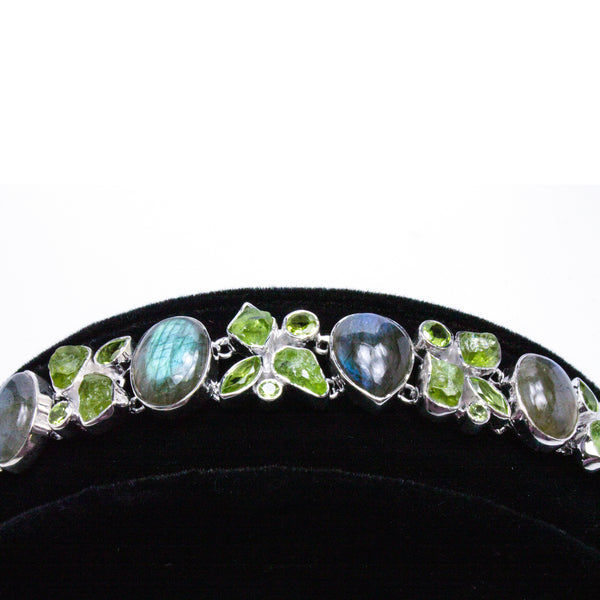 Sterling Silver Labradorite & Peridot Bracelet