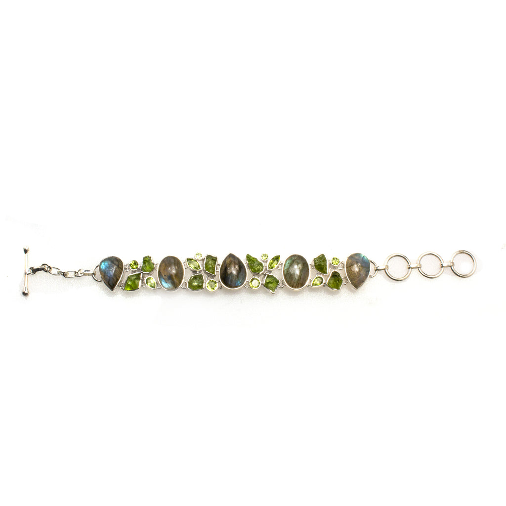 Sterling Silver Labradorite & Peridot Bracelet