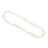 Long Piano Wire Gold Links & Coin Pearls Necklace