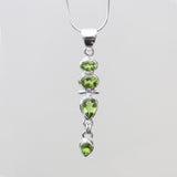 SS Peridot Double Oval & Pear Hinged Pendant Necklace