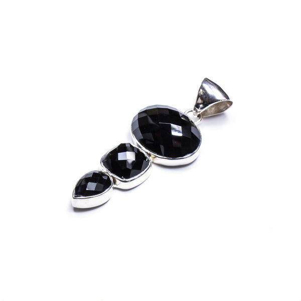 SS 3 Faceted Onyx Pendant