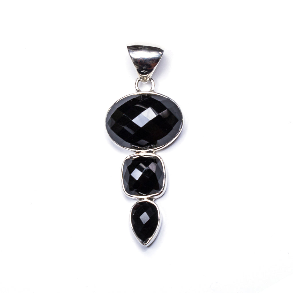 SS 3 Faceted Onyx Pendant