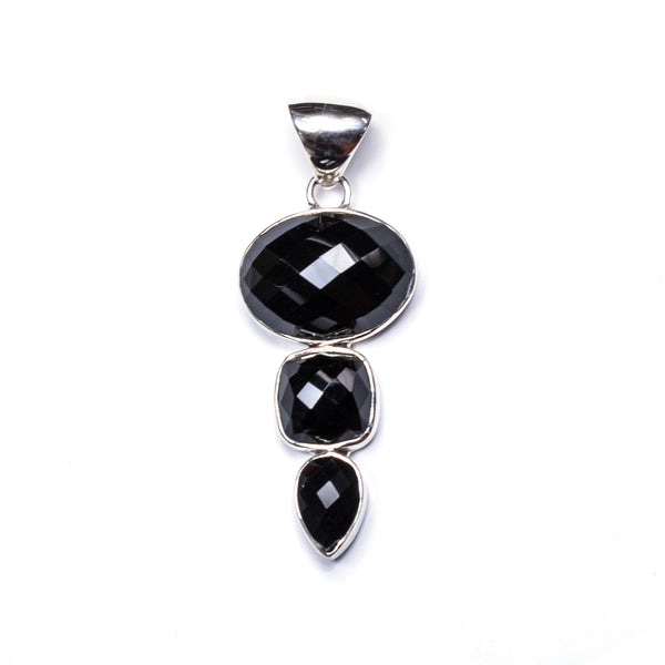 SS 3 Faceted Onyx Pendant