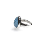 SS Pear Aquamarine Cabochon Ring (Size 9)