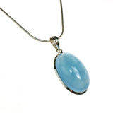 Silver Long Oval Aquamarine Sterling Necklace