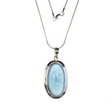 Silver Long Oval Aquamarine Sterling Necklace