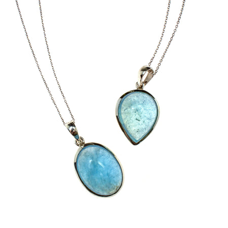 Sterling Silver Created Aquamarine Necklace