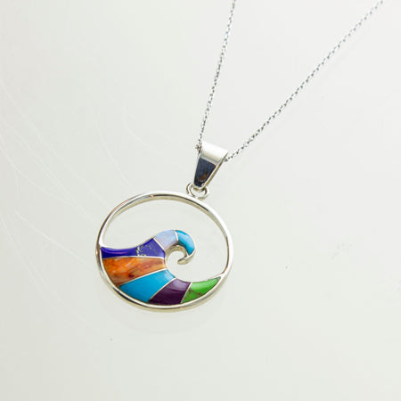SS Created Opal Two Dolphins Pendant