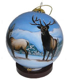 Hand-painted Winter Elk Ornament