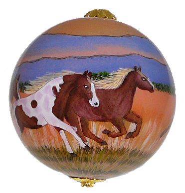 Hand-painted Wild Horses Ornament