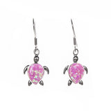Sterling Silver Created Opal Sea Turtle Earrings
