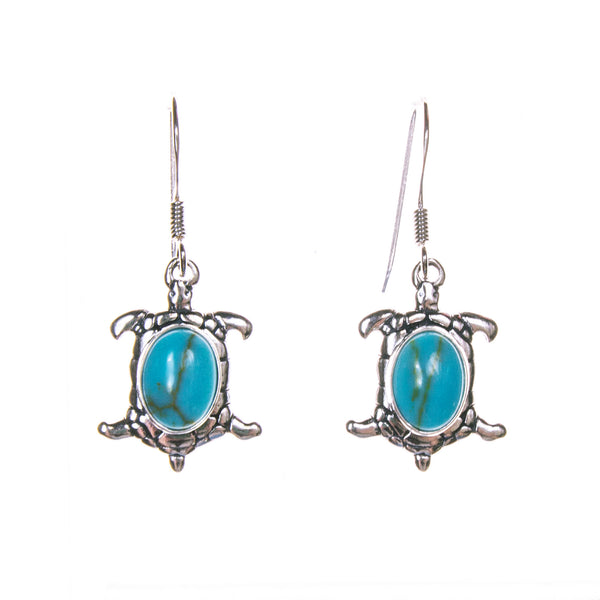 Sterling Silver Turquoise Turtle Earrings