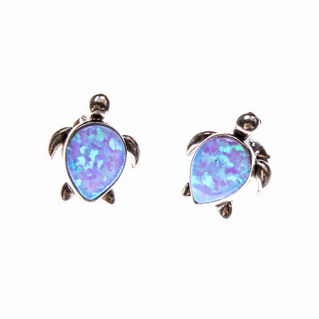 SS Created Opal Blue Square Studs