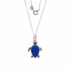 Sterling Silver Created Blue Opal Turtle Necklace