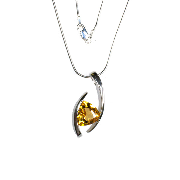 Sterling Silver Citrine Triangle Necklace