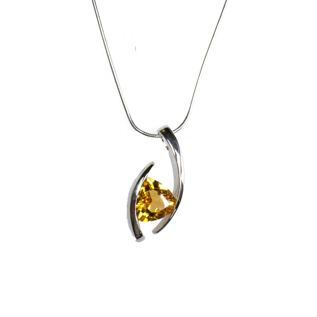 Sterling Silver Citrine Triangle Necklace