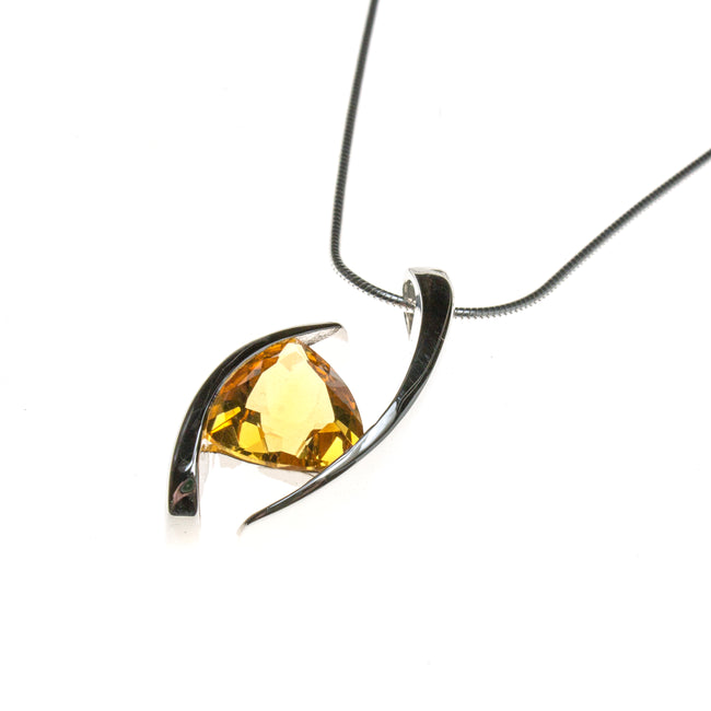 Sterling Silver Citrine Triangle Necklace