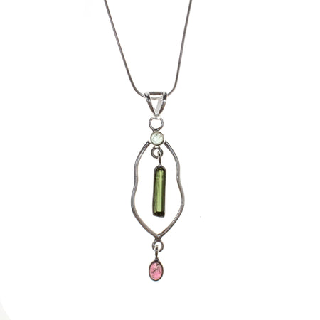 SS Mixed Tourmaline Pendant