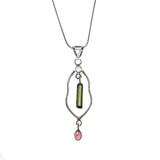 Sterling Silver Tourmaline Pink/Green Necklace