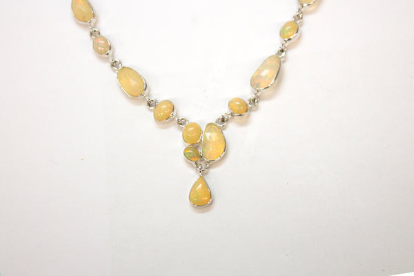 SS Opal Faceted Y Necklace