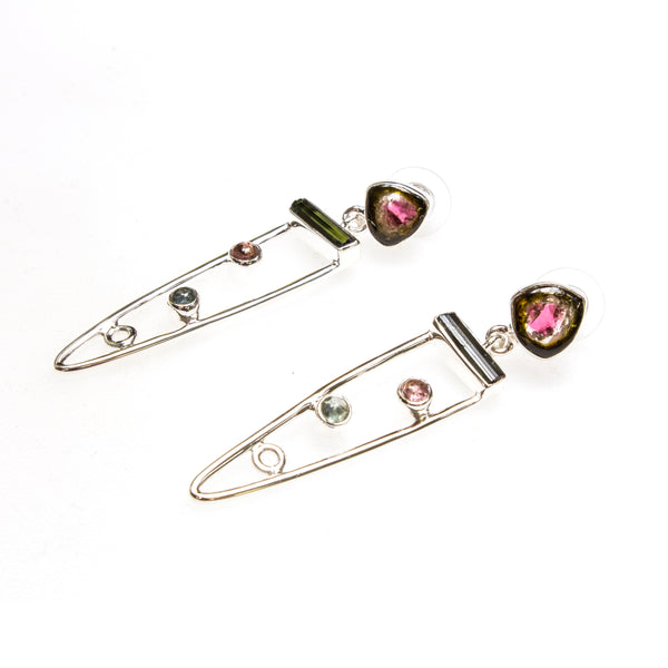 SS Watermelon Tourmaline Spear Earrings