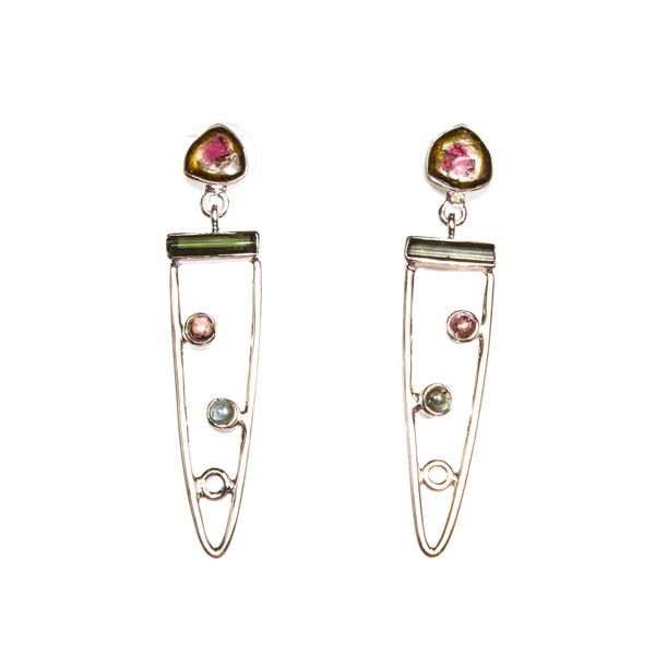 SS Watermelon Tourmaline Spear Earrings