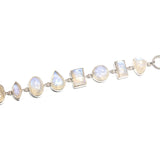 SS Bold Multi-Shape Rainbow Moonstone Toggle Bracelet