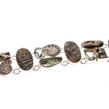 Sterling Silver Pyrite Ammonite and Green Amethyst Toggle Bracelet