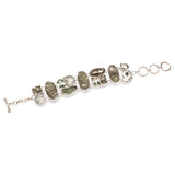 Sterling Silver Pyrite Ammonite and Green Amethyst Toggle Bracelet