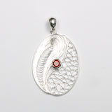 SS Garnet/Amethyst Filigree Oval Pendant