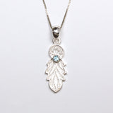 SS Filigree Feather W/ Blue Topaz, Amethyst, Garnet Pendant/Necklace