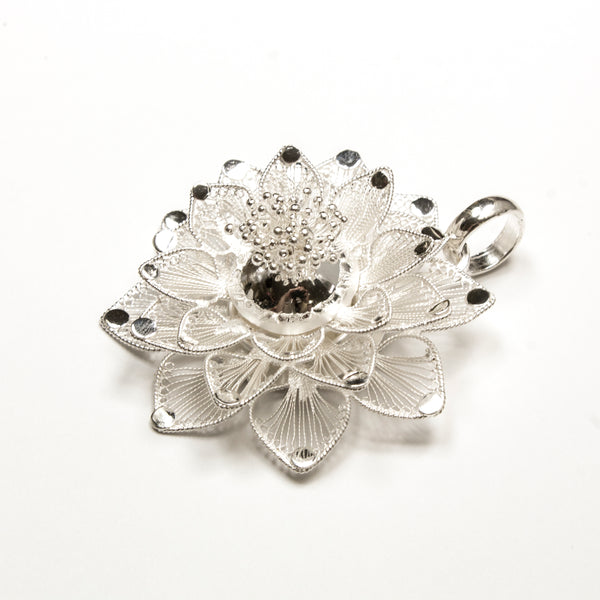 SS Dainty Dalia Filigree Flower Pendant