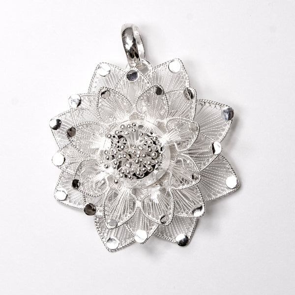SS Dainty Dalia Filigree Flower Pendant