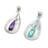 SS Turquoise/Charoite Filigree Pear Pendant