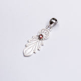 SS Filigree Feather W/ Blue Topaz, Amethyst, Garnet Pendant/Necklace