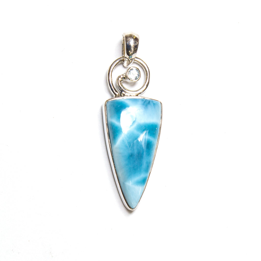 SS Spiral Larimar Wedge Pendant