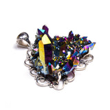 SS Large Titanium Druzy Quartz Cluster Filigree Pendant