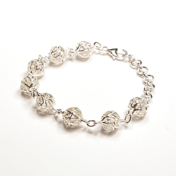 SS Filigree Spheres Link Bracelet