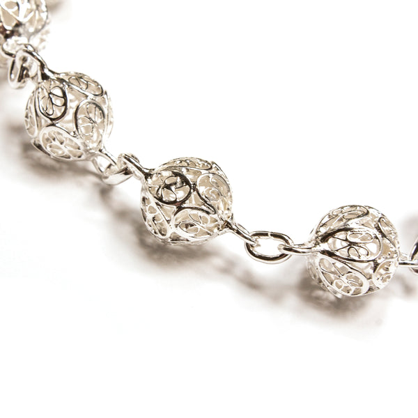 SS Filigree Spheres Link Bracelet