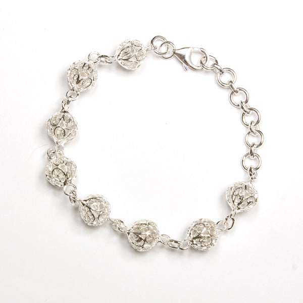 SS Filigree Spheres Link Bracelet