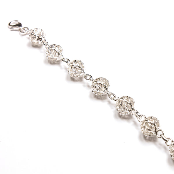 SS Filigree Spheres Link Bracelet