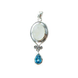 SS Moonstone Oval Blue Topaz Pear Drop Pendant