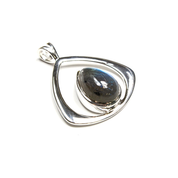 Labradorite Pear & Sterling Silver Tillion Pendant