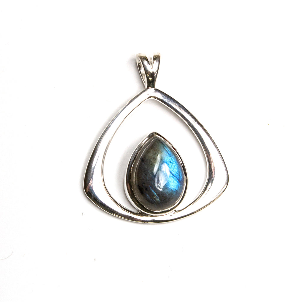 Labradorite Pear & Sterling Silver Tillion Pendant